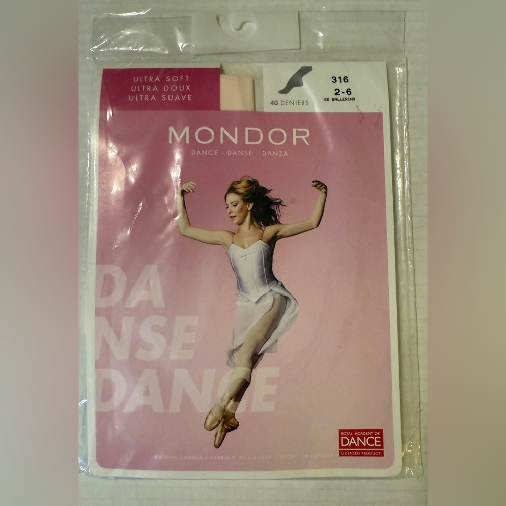 Mondor Child Ultra Soft Dance 40 Deniers Semi-Opaque Tights NWT